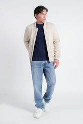 GIUBBOTTO BOMBER EFFETTO CAMOSCIO BEIGE CHIARO